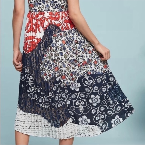 Anthropologie Maeve Floral Pleated Boho Midi Summer Dress 4P - Picture 2 of 11